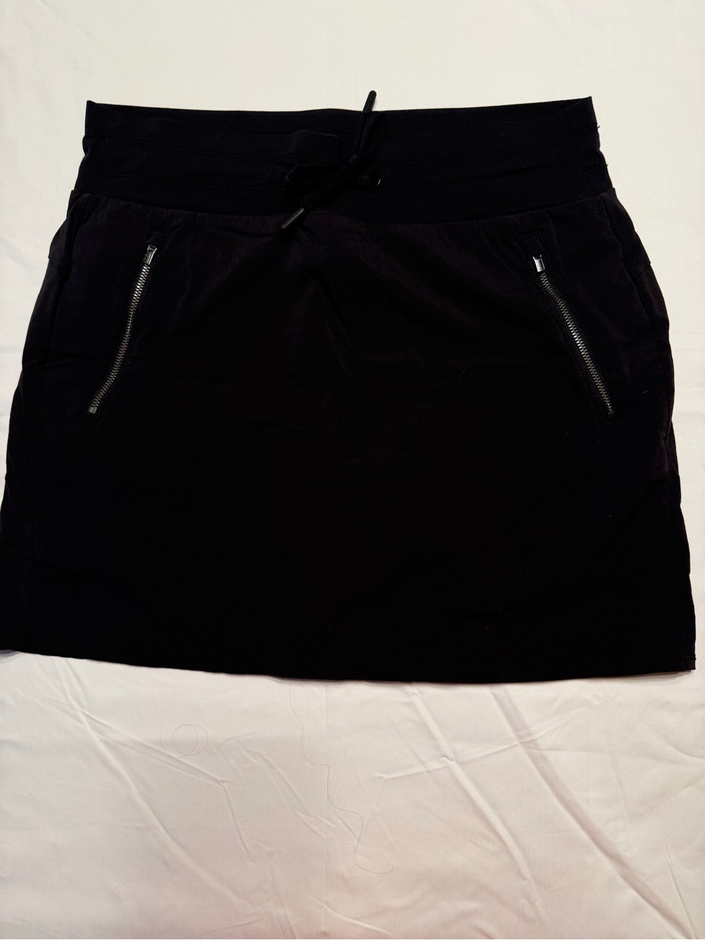 Athleta Black Zip-Pocket Drawstring Mini Skirt/Skort 1089